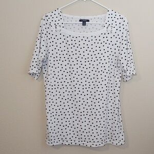 Chaps Women's Short Sleeve Square Neck Cotton TShirt with Decorative Trim